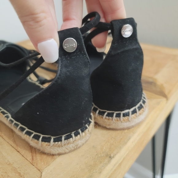 Sam Edelman Circus Lilly black stripe espadrille lace up flats - Picture 9 of 11